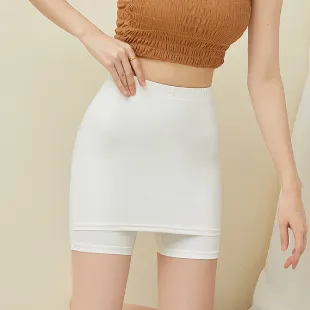 brown top white skirt