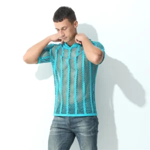Men's Mesh-Patterned Sports T-Shirt Hoodie